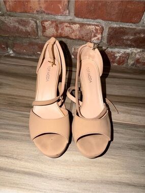 TOP Moda Peach Nude Open-Toe Ankle-Strap Heels